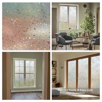 Антистатическая пленка для окон Виниловые 3D-наклейки Наклейки на окна Радужная пленка для окон для контроля за УФ-излучением 30x100cm