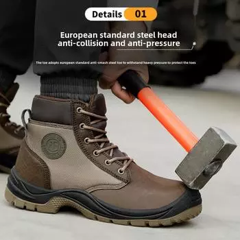 Антистатическая рабочая обувь для мужчин, противоударные высокие антипрокольные рабочие туфли, износостойкая защитная рабочая обувь 36 чёрный