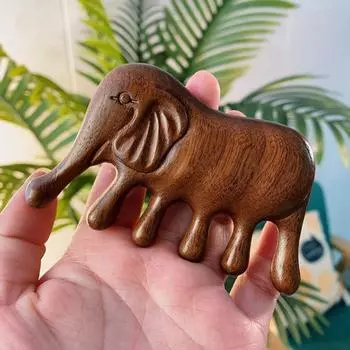 Антистатическая расческа для волос с широкими зубьями из сандалового дерева в форме слона, расческа с широкими зубьями из дерева для женщин 1 pc