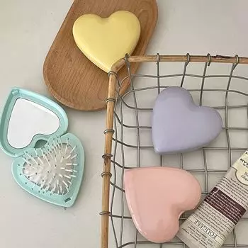 Антистатическая складная расческа с воздушной подушкой, мини-массажная расческа в форме сердца с зеркалом, аксессуары для волос фиолетовый