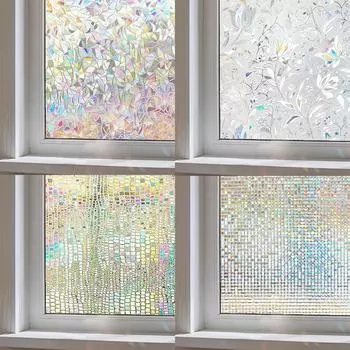 Антистатическая виниловая пленка для защиты окон 3D наклейки Радужная пленка для стеклянных дверей Теплоизоляция Анти УФ 30x100cm