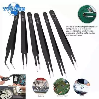 Антистатические пинцеты ESD-10/11/12/13/14/15 ESD Пинцет из нержавеющей стали Набор инструментов для ремонта электроники ESD14-2PCS