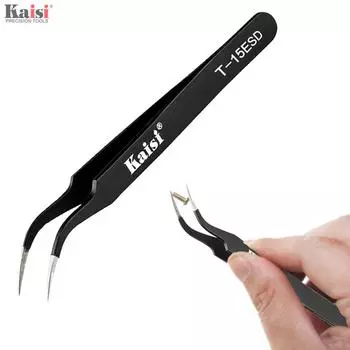 Антистатические высокоточные пинцеты Black Elbow для промышленной промышленности