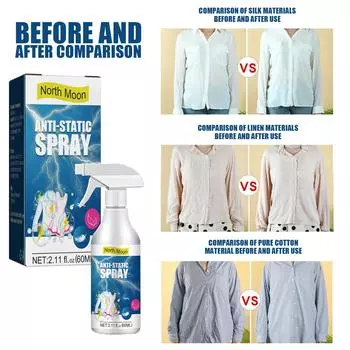 Антистатический спрей для домашней одежды. Одеяло, антистатический прочный пуховик, лак для волос. 1pcs