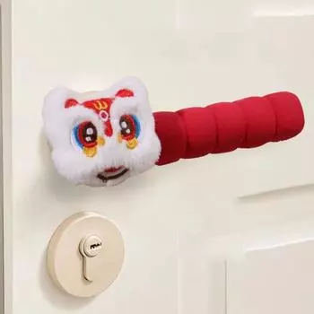 Антистатический защитный чехол для дверной ручки, противообрастающий, сменный чехол для ручки кухонного прибора, многоразовый, новогодний танец льва