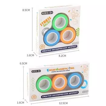Антистрессовые магнитные кольца для пальцев Снятие стресса и тревоги 3 комплекта Набор для непоседы 3 шт. Магниты для непоседы Кольца-спиннеры Сенсорная игрушка Непоседа 3Set=9Ring жёлтый