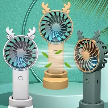 Antler Handheld Mini Fashion Vertical Phone Mount Fan Outdoor Travel Portable Charging Fan зелёный