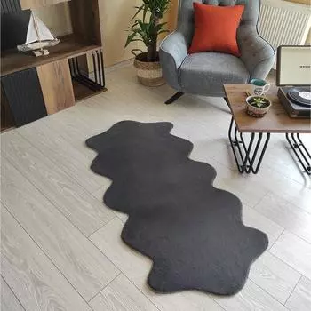 Антрацитовый серый плюшевый бегун из перьев кролика из шкуры