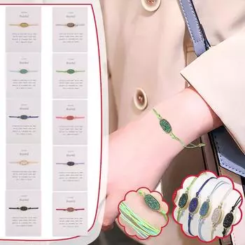 Ану льняные браслеты из натурального камня для женщин, эластичные браслеты с декоративными прядями в виде лунного круга разноцветный