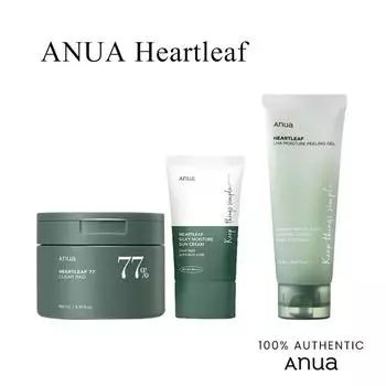 ANUA 77% Heartleaf Pad 160 мл 70 шт. / Увлажняющий пилинг-гель LHA 120 мл/Silky Moisture Sun Cream 50 мл