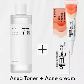 ANUA Heartleaf 77% Успокаивающий тоник 500 мл + крем Acnon для удаления прыщей 13 г 500ml