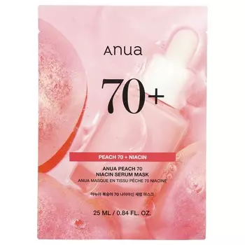 Anua, Peach 70 Niacin Serum Beauty Mask, 1 sheet, 25ml (0.84 fl oz)