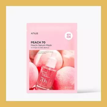 Anua PEACH 70 NIACIN SERUM MASK 25 мл x 10 листов, Осветляющий уход, Увлажнение, Корейская косметика, Kbeauty, образец