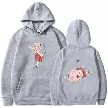 Anya Forger Милый графический принт с капюшоном Spy X Family Аниме-пуловер Мужские и женские толстовки с капюшоном Повседневная толстовка Harajuku Мужская уличная одежда XS белый