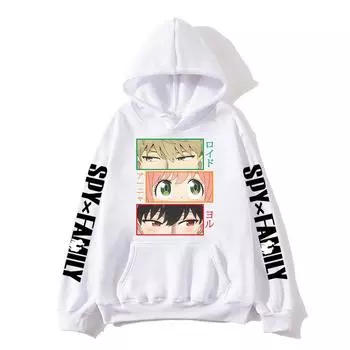 Anya Spy x Family Print Hoodies Loid Yor Anime Manga Мужские/Женские Толстовки Модные Толстовки с капюшоном большого размера Harajuku Пуловеры Одежда XS белый