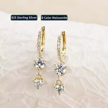 Anziw 4 мм 5 мм круглые длинные серьги-кисточки из муассанита 100% стерлингового серебра 925 пробы женские серьги-кольца висячие украшения свадебные подарки