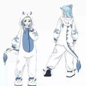 Ao Bing пижама с собакой, комбинезон кигуруми, осенне-зимний женский боди, фланелевые теплые комбинезоны с длинными рукавами, комбинезон S