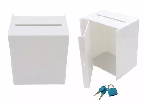 Aoakua Acrylic Key Survey Box Piggy Bank Donation Box Charity BOX W16cm White