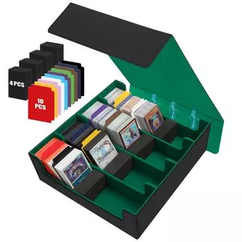 AOBOPLE колода большая 2800 карт горизонтальное хранение 4 PU кожаная карта магнитная карта торговая карта разделенная для стандартной игры совместима с бейсбольными карточками зелёный