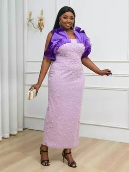 AOMEI Бисерные платья для женщин с оборками на бретельках с высокой талией Элегантные женские вечерние наряды для дня рождения, выпускного вечера, новинка 2024 года