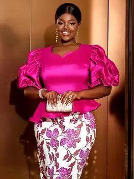 AOMEI Блузки для женщин, мода 2024, нерегулярные сексуальные топы с v-образным вырезом и оборками, пышными рукавами, баской, вечерние, вечерние, выпускные, женские рубашки, наряд