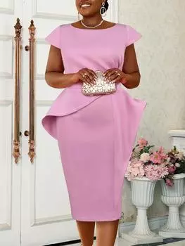 AOMEI Элегантные вечерние платья для женщин с баской и рюшами Облегающее эластичное платье на бедрах Женские платья на день рождения Вечерние платья Новинка 2023 года