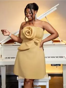 AOMEI мини-платья без бретелек сексуальные вечерние платья с открытой спиной и высокой талией цвета хаки трапециевидной формы наряды 2XL хаки