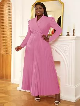 AOMEI платья трапециевидной формы для женщин, плиссированные макси, элегантные офисные женские платья с длинными рукавами, стильные платья, женские платья, новинка весны 2024 года