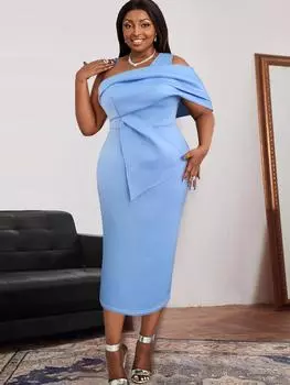 AOMEI синие вечерние платья на одно плечо для женщин с высокой талией и оборками, облегающие вечерние платья, платье для свидания, ночной халат, новинка лета