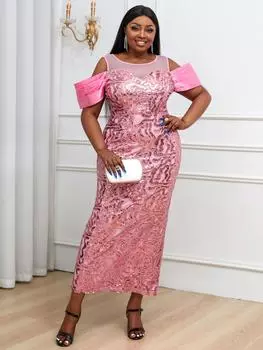 AOMEI вечернее длинное платье с пайетками для женщин, вечернее свадебное платье с открытыми плечами на мягкой подкладке, блестящее облегающее платье, коктейльное платье на день рождения