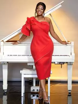 AOMEI вечернее платье на одно плечо с коротким рукавом, нерегулярное вечернее женское платье с высокой талией, хип-миди