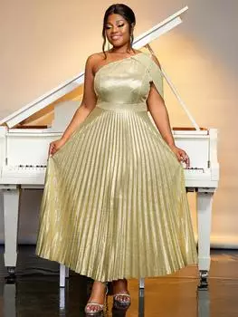 AOMEI вечерние платья с золотой позолотой, нерегулярные плиссированные вечерние коктейльные наряды без рукавов с высокой талией, бронзовые наряды S золотой