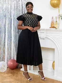 AOMEI винтажные платья для женщин, кружевные лоскутные платья с воротником-стойкой и летящими рукавами, плиссированные трапециевидные платья для вечеринок, клубов, выпускного вечера, повседневные осенние платья, шикарные сексуальные модные 2023