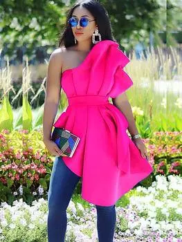 AOMEI, женская вечерняя блузка, топы, рубашка, сексуальная открытая спина с баской и рюшами, нерегулярная тонкая клубная одежда, летняя мода, женские блузки для свиданий и вечеринок