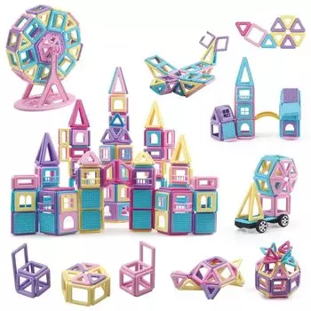 AOMIKS 147PCS Магнитные блоки Магнитные блоки Магнитные игрушки Строительные блоки 3D DIY Автомобиль Робот Квадрат Треугольник Развивающие игрушки Начальная школа Мальчики