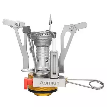 Aomiun мини-газовая плита для кемпинга, походная плита с пьезозажиганием, портативный карман для пикника и кемпинга серебряный