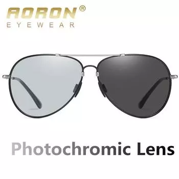 AORON фотохромные поляризационные солнцезащитные очки в металлической оправе, модные классические брендовые дизайнерские очки для мужчин Photochromic Polarized золотой