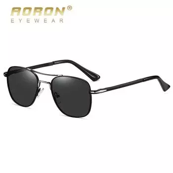 AORON модный дизайн мужские поляризационные солнцезащитные очки уличные аксессуары UV400 антибликовые черные классические солнцезащитные очки для вождения серебряный/чёрный