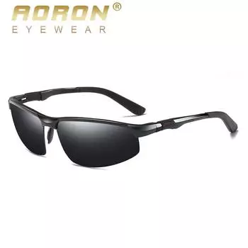 AORON мужские модные поляризационные солнцезащитные очки брендовые винтажные солнцезащитные очки из сплава Ретро Роскошные мужские очки для вождения