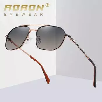 AORON мужские модные поляризационные солнцезащитные очки в металлической оправе, классические уличные антибликовые очки UV400 для вождения, спортивные очки