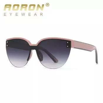 AORON солнцезащитные очки в полуоправе, уличные антибликовые очки для вождения UV400, женские классические брендовые модные очки чёрный/серый