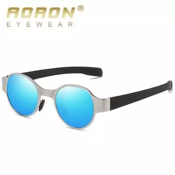 AORON винтажные поляризационные солнцезащитные очки в круглой оправе, аксессуары в стиле панк, уличные аксессуары, антибликовые очки UV400 для вождения, рыбалки Without Case чёрный