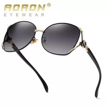 AORON женские модные поляризационные солнцезащитные очки с цветочным узором в металлической оправе очки для вождения антибликовые UV400 очки для рыбалки чёрный