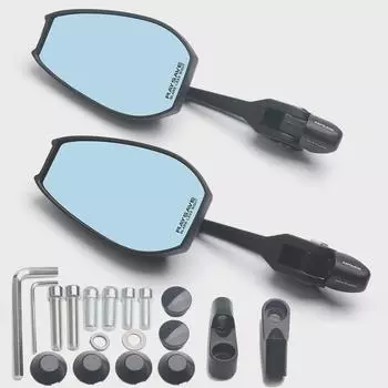 AOS4 Антибликовое зеркало заднего вида для мотоцикла с синей подсветкой - Модель №. 9 White Glass [With Mark] Simple Package