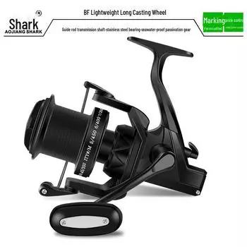 Aosha AS Металлическая спиннинговая рыболовная катушка для дальнего заброса черного цвета BF, с леской Anchor Sea Fishing - прочная снасть BF8000P