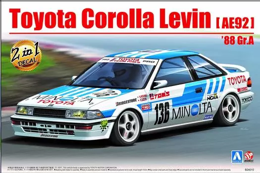 Aoshima Bunka Kyozai BEEMAX Series Toyota Corolla Levin AE92 1988 Group A Технические характеристики Пластиковая модель 1/24 № 12