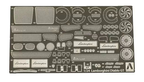 Aoshima Bunka Kyozai Super Car Detail Up Parts Lamborghini Diablo Common Detail Up Parts Plastic Model Parts 1/24 No.8