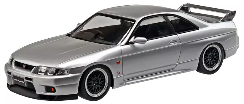 Aoshima Bunka Kyozai The Snap Kit Series Nissan R33 Skyline Custom Wheels Plastic Model Co., Ltd. (АОСИМА) 1/32 ГТ-Р (Соник Сильвер) Предварительно окрашенный