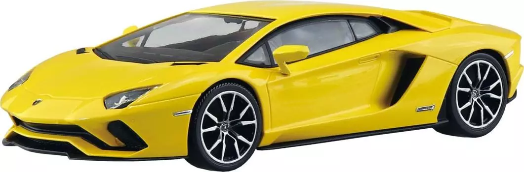 Aoshima Bunka Kyozaisha 132 Raku Plastic Snap Kit No.07-PY Lamborghini Aventador S Pearl Yellow Color-coded Plastic Model (Car)