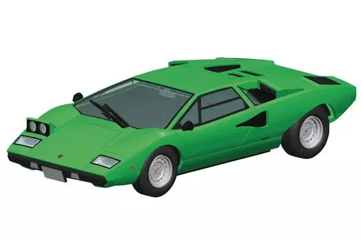 Aoshima Bunka Kyozaisha 132 The Snap Kit Series Lamborghini Countach LP400 Green Color-coded Plastic Model 20-D